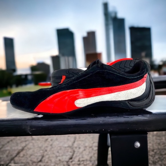 Puma Drift Cat Black Red Suede Leather Mens Size 7.5 EU 40 - Picture 3 of 8